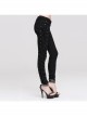 Punk Side Metal Buttonholes With Rope Straps Stretch Black Pants