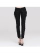 Punk Side Metal Buttonholes With Rope Straps Stretch Black Pants
