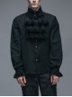 Gothic Black Ruffled Lace Button-Up Micro-bullet Chiffon Long Sleeve Shirt