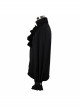 Gothic Black Ruffled Lace Button-Up Micro-bullet Chiffon Long Sleeve Shirt