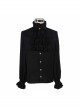 Gothic Black Ruffled Lace Button-Up Micro-bullet Chiffon Long Sleeve Shirt