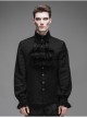 Gothic Black Ruffled Lace Button-Up Micro-bullet Chiffon Long Sleeve Shirt