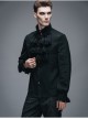Gothic Black Ruffled Lace Button-Up Micro-bullet Chiffon Long Sleeve Shirt
