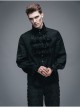 Gothic Black Ruffled Lace Button-Up Micro-bullet Chiffon Long Sleeve Shirt