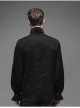 Gothic Black Ruffled Lace Button-Up Micro-bullet Chiffon Long Sleeve Shirt