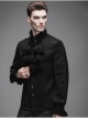 Gothic Black Ruffled Lace Button-Up Micro-bullet Chiffon Long Sleeve Shirt