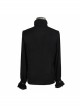 Gothic Black Ruffled Lace Button-Up Micro-bullet Chiffon Long Sleeve Shirt