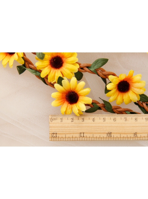 Yellow Sunflower Cane Christmas Prom Seaside Holiday Garland Elastic Hair Tie Rope