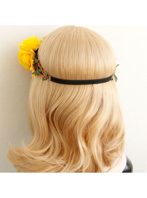Yellow Sunflower Cane Christmas Prom Seaside Holiday Garland Elastic Hair Tie Rope