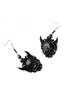 Gothic Black Demon Death Exaggerated Halloween Earrings