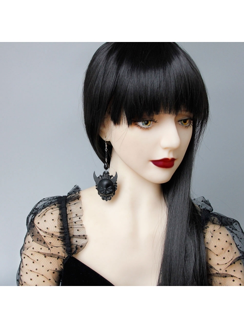 Gothic Black Demon Death Exaggerated Halloween Earrings