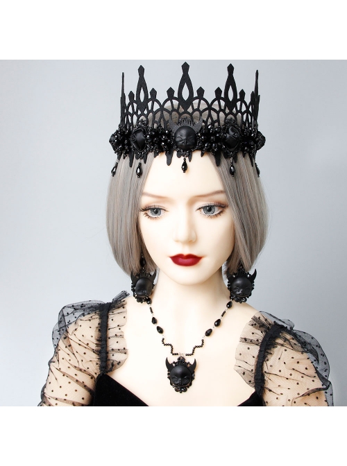 Gothic Black Demon Death Exaggerated Halloween Earrings