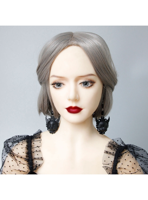 Gothic Black Demon Death Exaggerated Halloween Earrings