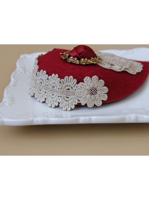 Retro Small Hat Headdress British Ladies Wine Red Hat Hairpin Bridal Jewelry Big Side Clip
