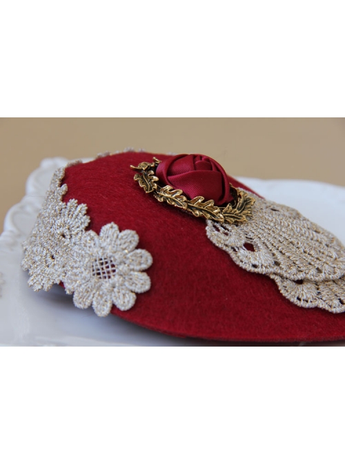 Retro Small Hat Headdress British Ladies Wine Red Hat Hairpin Bridal Jewelry Big Side Clip