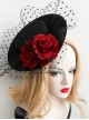 Retro Sexy Wine Red Rose Net Yarn Flower Top Hat Hairpin Nightclub Party Masquerade Party Accessories