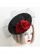 Retro Sexy Wine Red Rose Net Yarn Flower Top Hat Hairpin Nightclub Party Masquerade Party Accessories