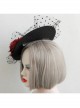 Retro Sexy Wine Red Rose Net Yarn Flower Top Hat Hairpin Nightclub Party Masquerade Party Accessories