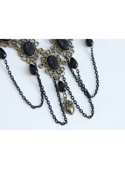 Gothic Lace Black Fringed Flowers Handmade Headdress Fashion Top Clip Hair Accessories