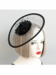 Black Exaggerated Net Yarn Flower Top Hat Retro Banquet Hat Head Accessories