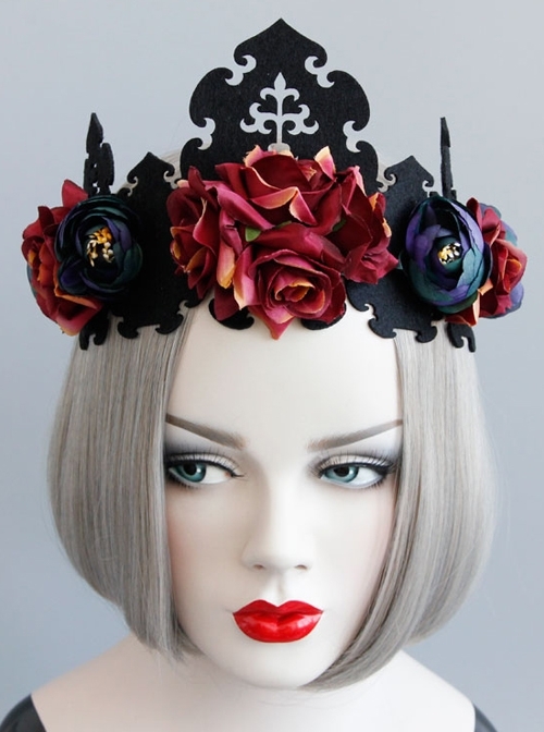 Retro Color Halloween Supplies Witch King Crown Headband Bride Wedding Wreath Hair Jewelry