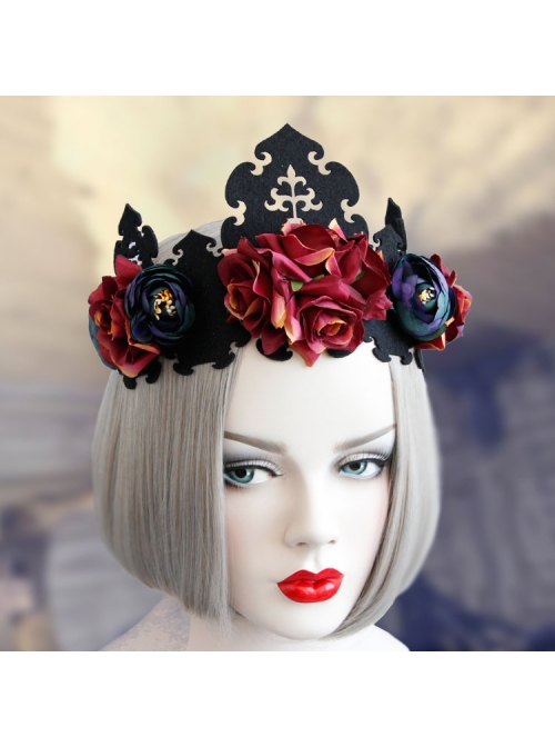 Retro Color Halloween Supplies Witch King Crown Headband Bride Wedding Wreath Hair Jewelry