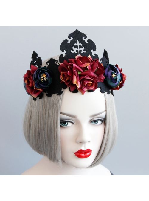 Retro Color Halloween Supplies Witch King Crown Headband Bride Wedding Wreath Hair Jewelry