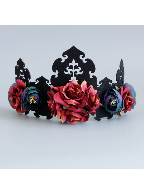 Retro Color Halloween Supplies Witch King Crown Headband Bride Wedding Wreath Hair Jewelry