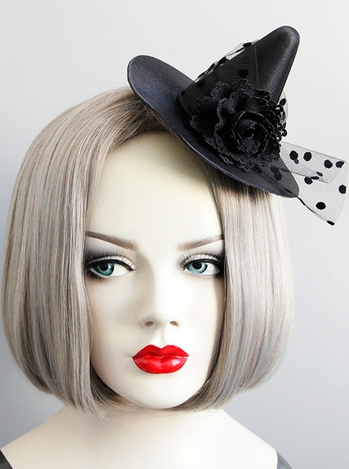 Gothic Halloween Flower Net Yarn Witch Hat Magic Hat Witch Party Props Hair Accessories
