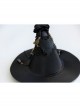 Gothic Style Performance Witch Wizard Hat Flowers Chain Black Lace Side Clip Jewelry