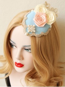 Palace Lolita Retro Rose Lace Pearl Luxury Ladies Spring Topper Head Accessories