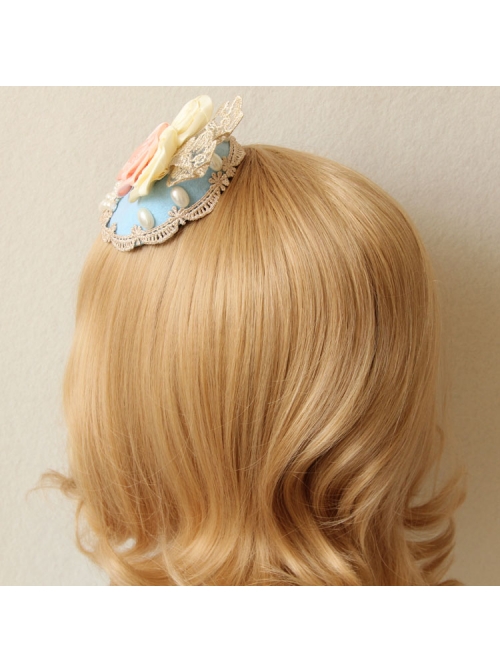 Palace Lolita Retro Rose Lace Pearl Luxury Ladies Spring Topper Head Accessories
