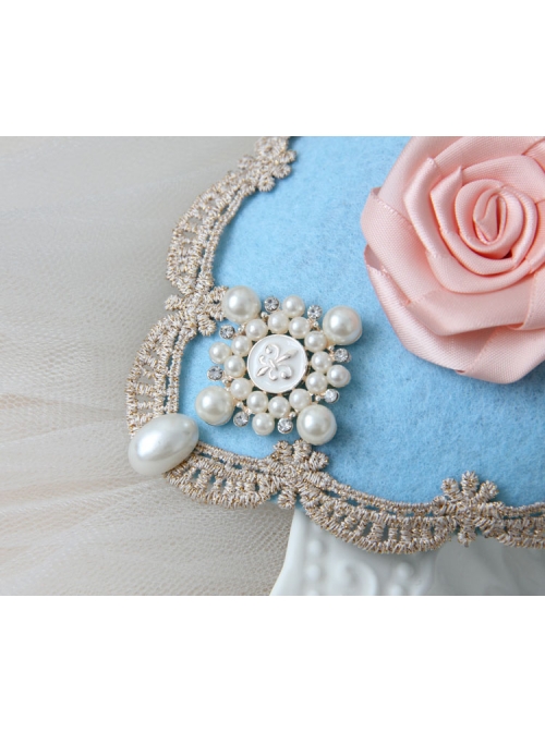 Palace Lolita Retro Rose Lace Pearl Luxury Ladies Spring Topper Head Accessories