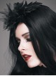 Black Feather Pattern Lace Mesh Flower Gothic Headdress
