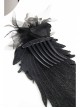 Black Feather Pattern Lace Mesh Flower Gothic Headdress