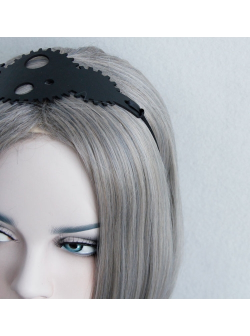 Black Steampunk Style Gear Personality Artificial Leather Hair Band Hoop Rope Jewelry Unlimited Head Circumference