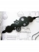 Black Steampunk Style Gear Personality Artificial Leather Hair Band Hoop Rope Jewelry Unlimited Head Circumference