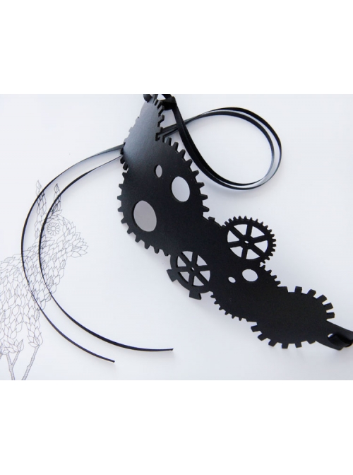 Black Steampunk Style Gear Personality Artificial Leather Hair Band Hoop Rope Jewelry Unlimited Head Circumference