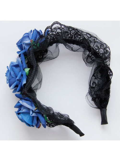 Gothic Vintage Roses Lace Maid Press Release Art Wide Brim Big Headband Christmas Day Ladies Accessories