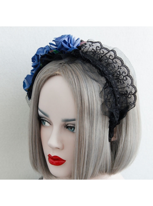 Gothic Vintage Roses Lace Maid Press Release Art Wide Brim Big Headband Christmas Day Ladies Accessories