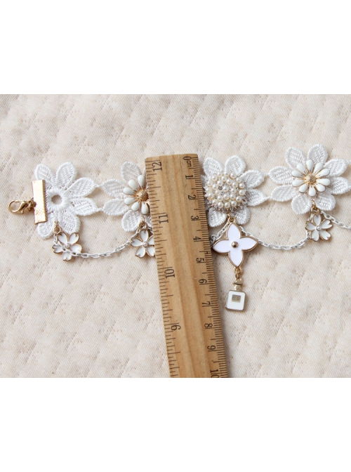 White Gothic Retro Bride Fashion Lace Flower Anklet Anklet Prom Accessories