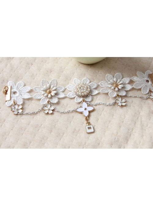 White Gothic Retro Bride Fashion Lace Flower Anklet Anklet Prom Accessories