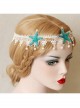 Gothic Holiday White Lace Starfish Pearl Hair Band Christmas Wreath Forehead Band Headwear