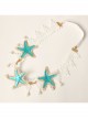 Gothic Holiday White Lace Starfish Pearl Hair Band Christmas Wreath Forehead Band Headwear
