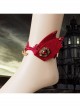 Baroque Style Palace Retro Halloween Devil Wings Red Gems Luxury Lace Female Anklet Accessories