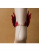 Baroque Style Palace Retro Halloween Devil Wings Red Gems Luxury Lace Female Anklet Accessories