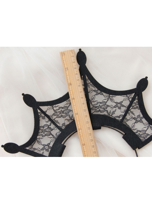 Black Retro Gothic Lace Crown Head Ornament Funny Halloween Christmas Exaggerated Headband