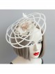 Gothic Retro Lady White Lace Bride Butterfly Flower Top Hat Headwear Performance Hair Accessories