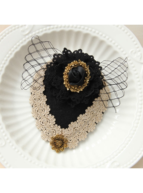 British Retro Gothic Black Net Gauze Bow Ladies And Ladies Small Top Hat Headwear Hair Accessories