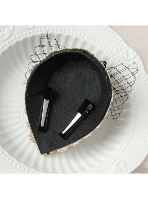 British Retro Gothic Black Net Gauze Bow Ladies And Ladies Small Top Hat Headwear Hair Accessories
